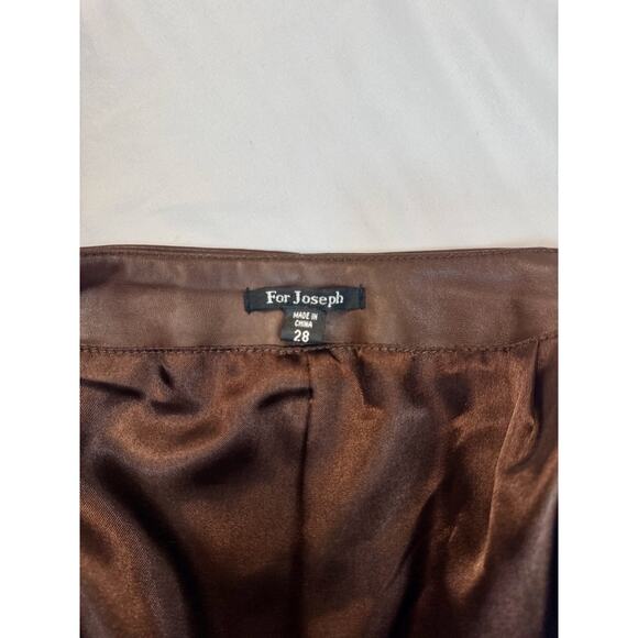 For Joseph Women’s Brown Leather Pants Size 28 High Rise Straight Leg Vtg - Picture 15 of 16